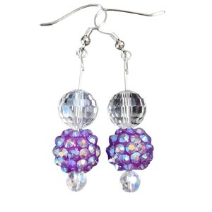 Iridescent Crystal Drop Purple Earrings